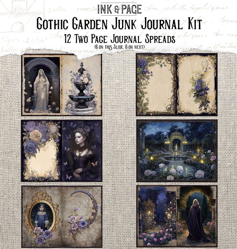 Gothic Garden Junk Journal Printable Kit Vintage Digital Download Dark ...