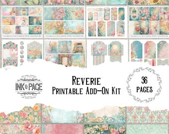 Reverie Printable Add-On Kit Ephemera Junk Journal Enchanted Forest Magical Junk Journal Pages Flower Pocket Vintage Nature Digital Download