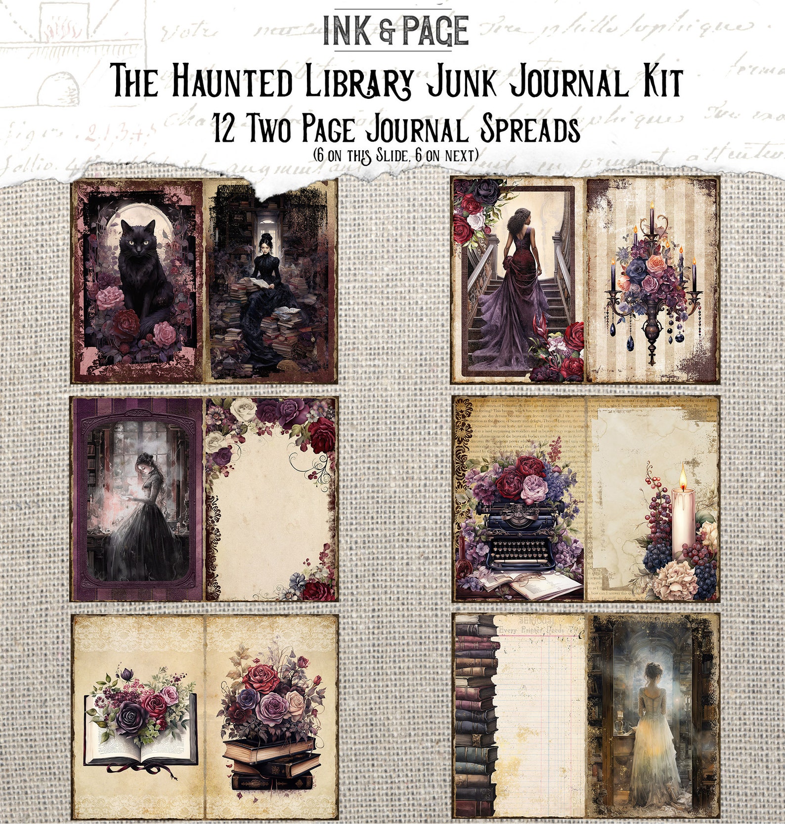 Haunted Library Junk Journal Printable Kit Halloween Digital Download ...