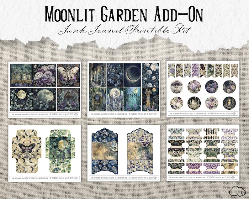 Moonlit Garden Ephemera Printable Junk Journal Add-on Vintage Nature ...