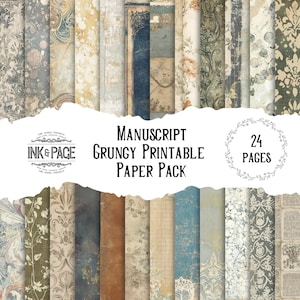Manuskript Druckbares Papierpaket Grungy Eclectic Digital Download BibliothekJunk Journal Distressed Seite Vintage Buch Hintergrund Dark Academia