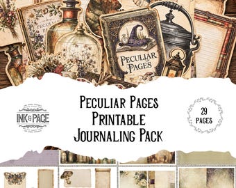 Peculiar Pages Printable Journaling Card and Pages Pack |  Autumn Vintage Junk Journal Ephemera | Digital Download