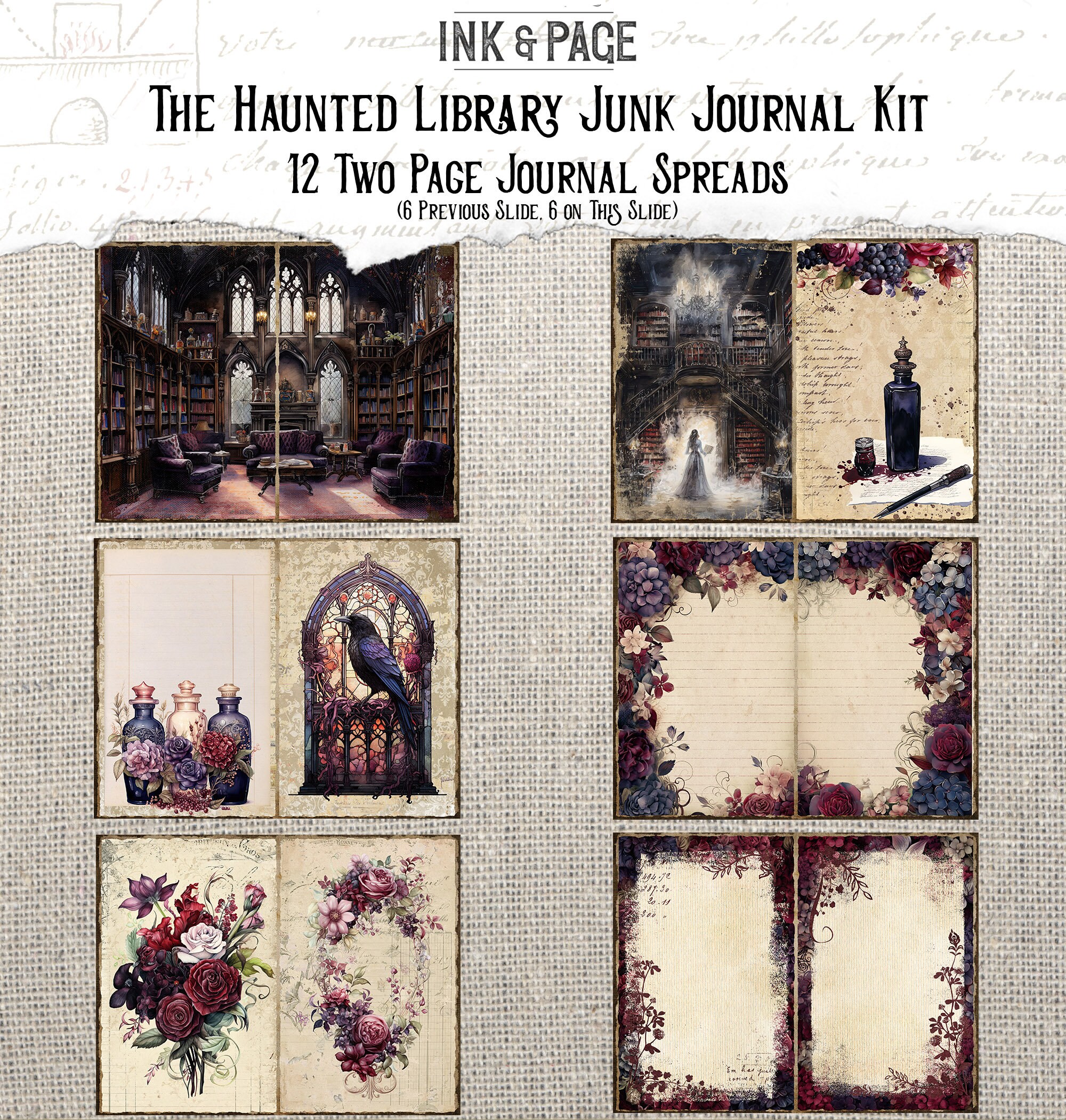 Haunted Library Junk Journal Printable Kit Halloween Digital Download ...