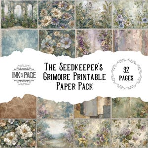 Paquete de papel imprimible del grimorio del guardián de semillas / Grimorio botánico / Magia del jardín (descarga digital)