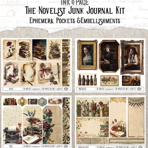 Författarens skräpjournal utskrivbart kit viktoriansk damförfattare ephemerabibliotek vintage skrivmaskinsbok Bujo Dark Academia digital nedladdning bild 5