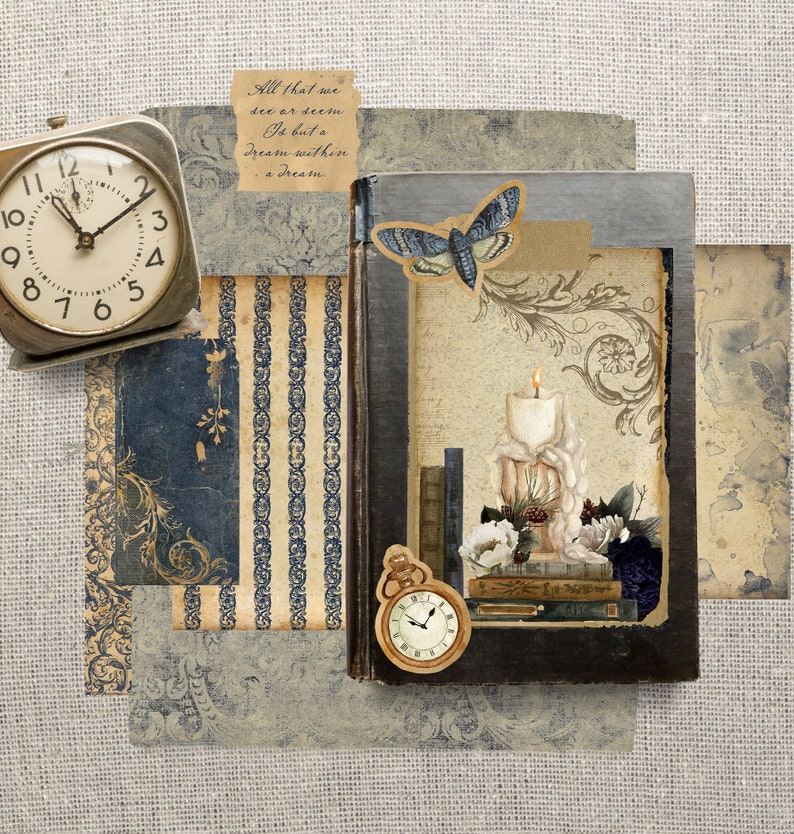 Midnight Gothic Printable Junk Journal Kit, Vintage Ephemera, Dark ...