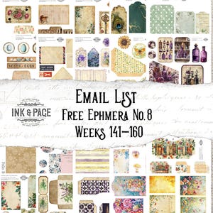 Afdrukbaar junkjournaal Ephemera-pakket 8 etiketten Afdrukbare tags Freebies Inkt en paginadagboeken E-maillijst Digitale download Versieringen Bujo