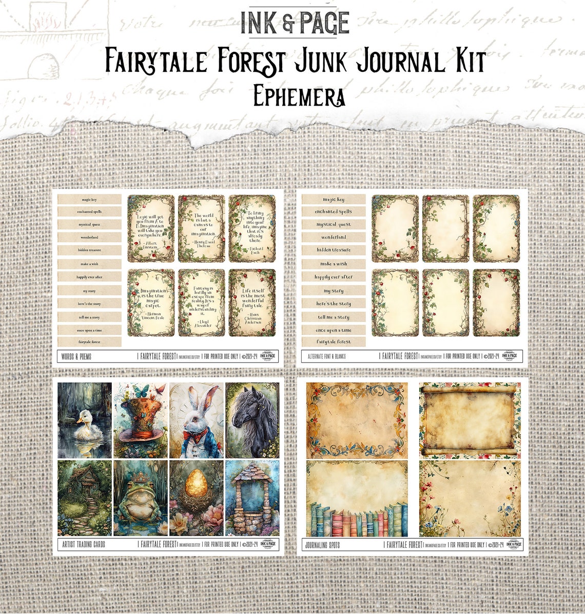 Fairytale Forest Junk Journal Printable Kit Enchanted Wood Digital ...