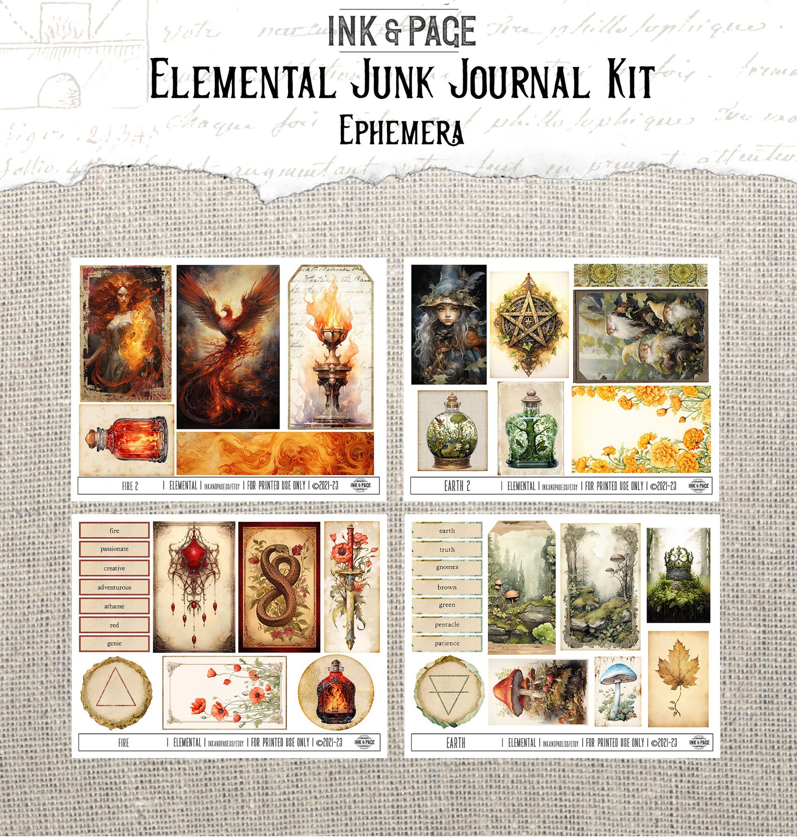 Elemental Junk Journal Printable Kit Vintage Printable Ephemera ...