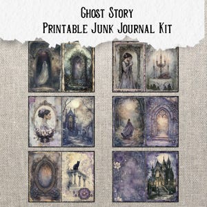 Ghost Story Junk Journal Printable Kit Haunted House Digital Download Halloween Ephemera Dark Gothic Victorian Mysterious Scrapbook Paper bild 2