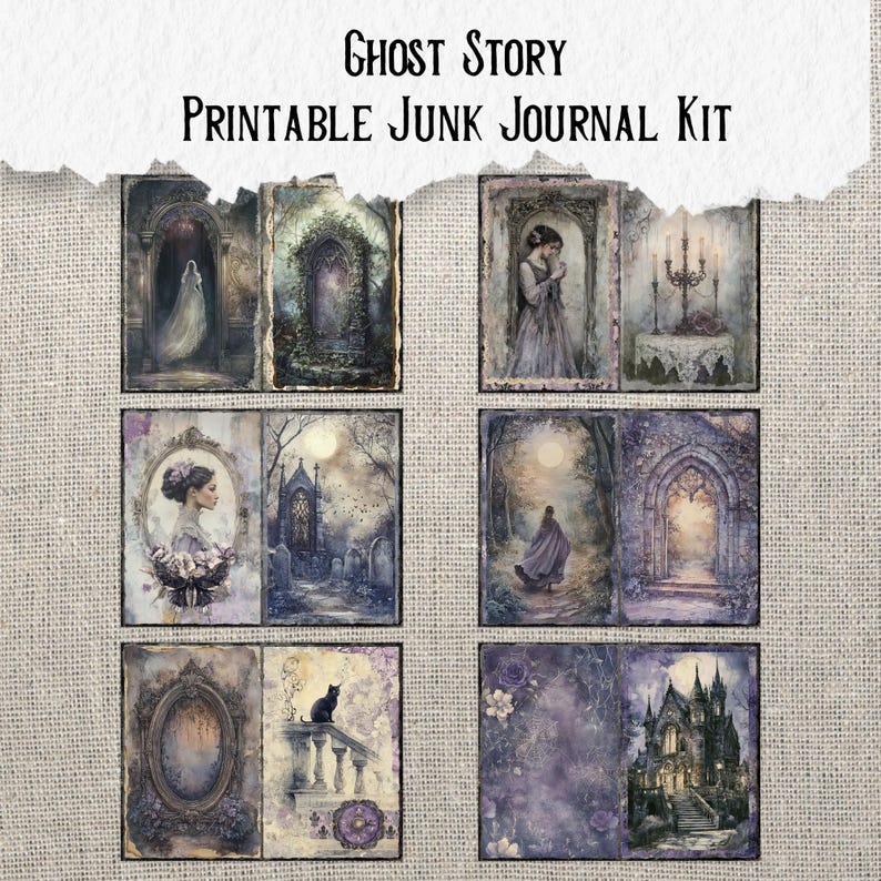 Ghost Story Junk Journal Printable Kit Haunted House Digital Download Halloween Ephemera Dark Gothic Victorian Mysterious Scrapbook Paper bild 2
