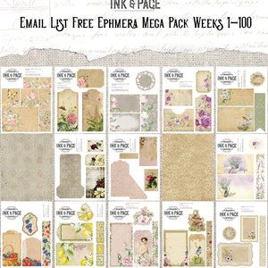 100 Pages of Junk Journal Printable Free Ephemera Mega Pack Vintage ...