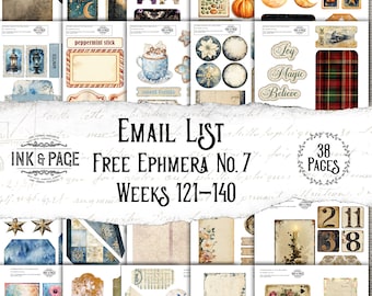 Printable Junk Journal Free Ephemera Labels Printable Tags Freebies Pack 7 Ink and Page Journals Email List Digital Download Embellishments