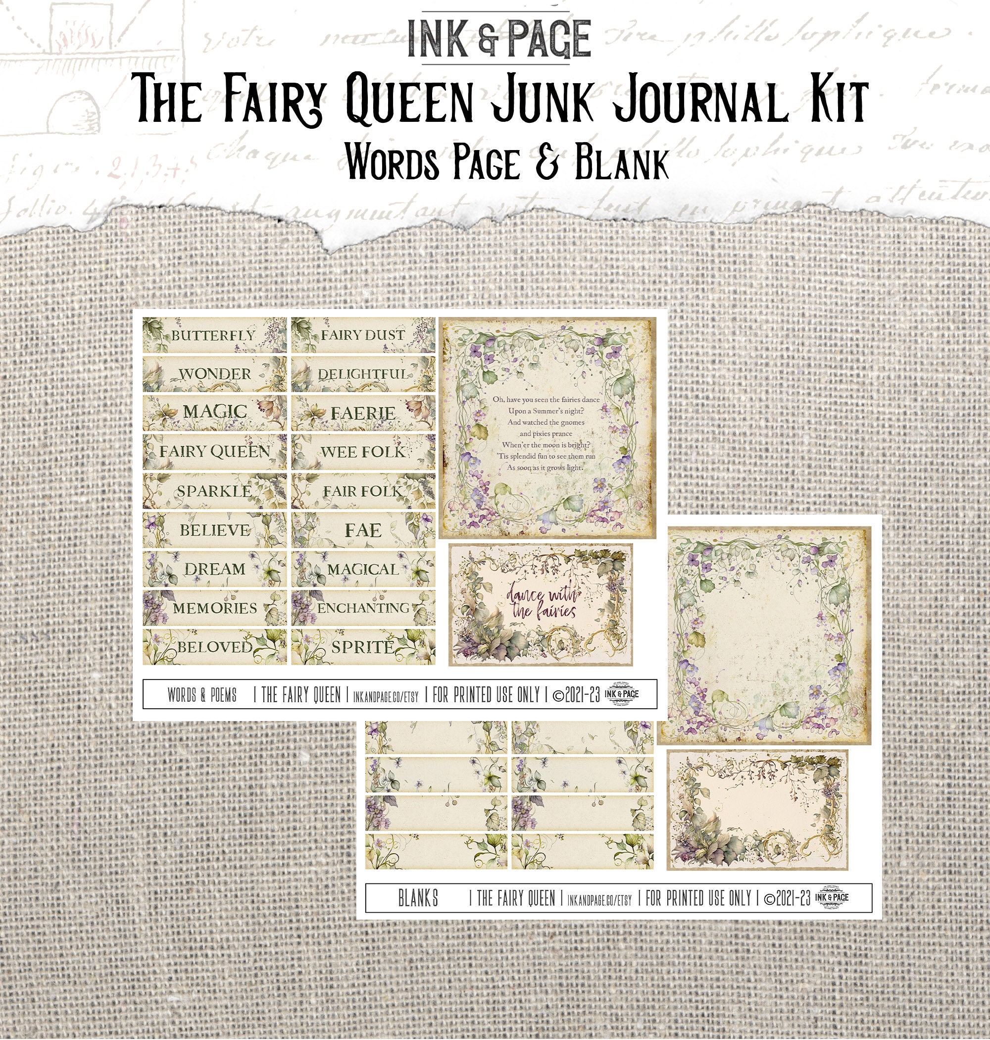 Fairy Queen Junk Journal Printable Kit Fairytale Fantasy Digital ...