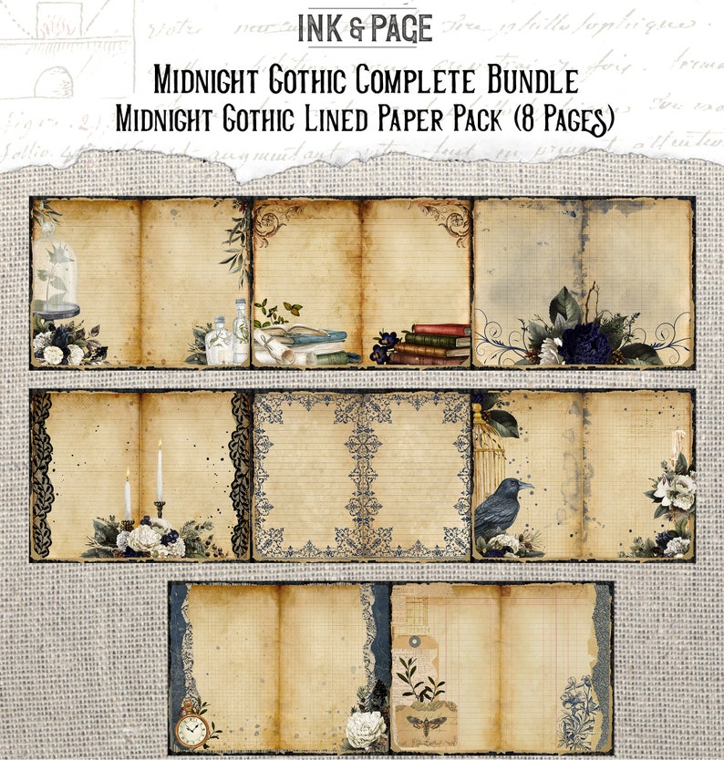 Midnight Gothic Printable Junk Journal Bundle Digital Download Ephemera ...