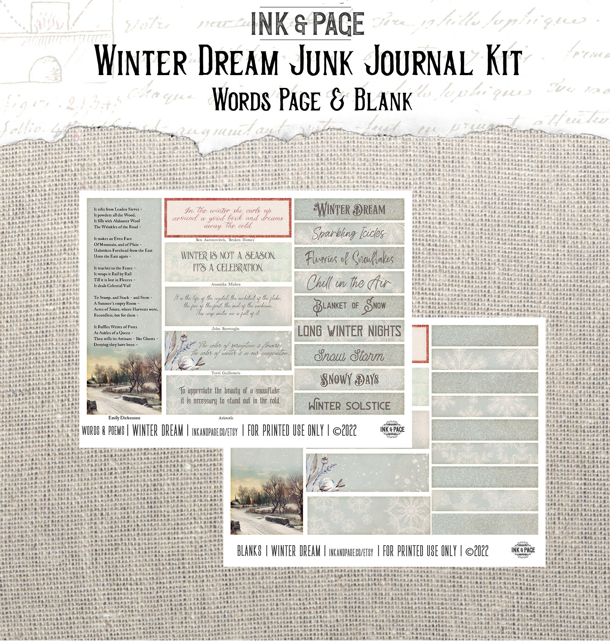 Winter Dream Junk Journal Printable Kit Vintage Snow Digital - Etsy UK