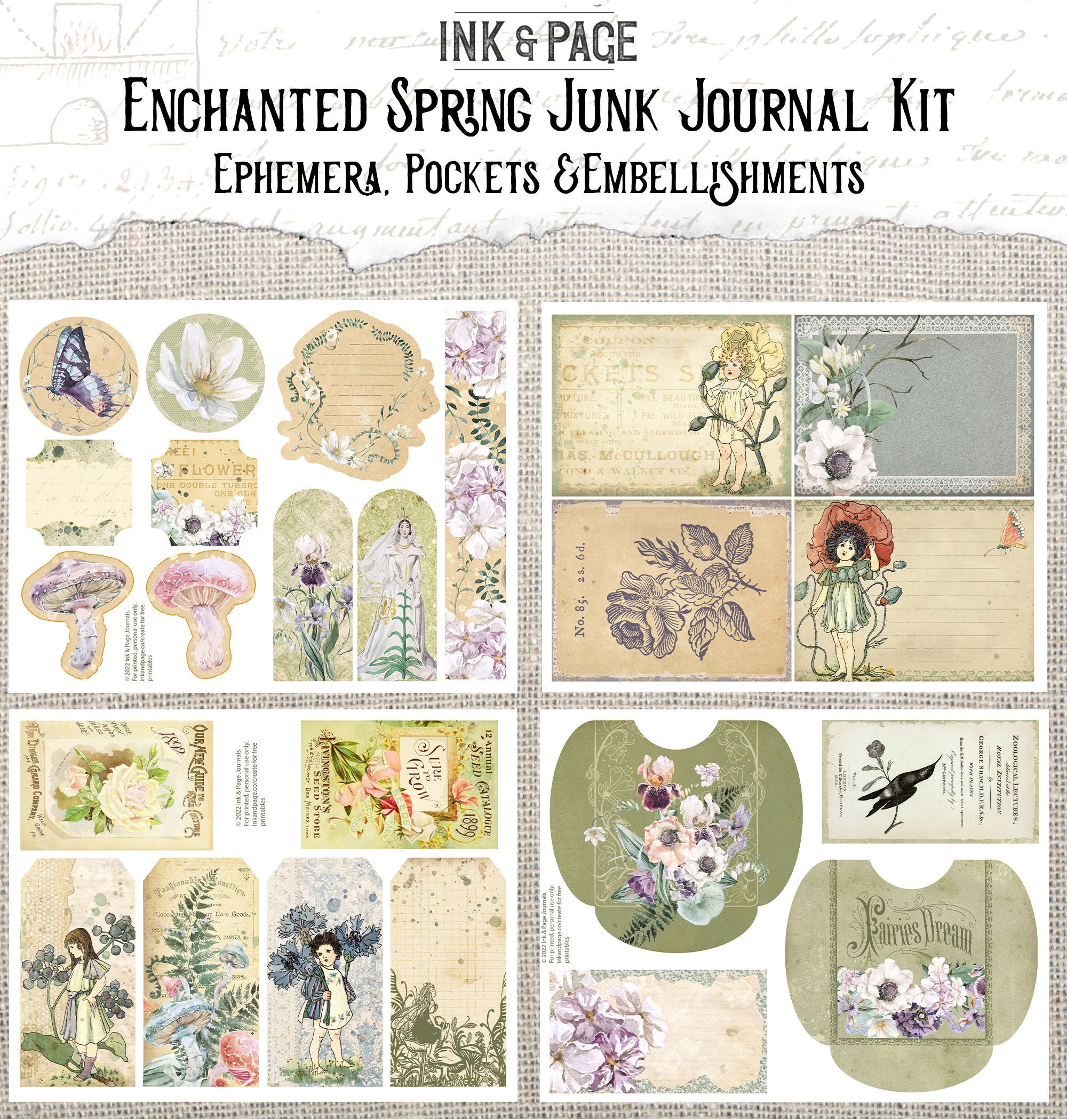 Enchanted Spring Printable Junk Journal Kit Fairy Ephemera - Etsy