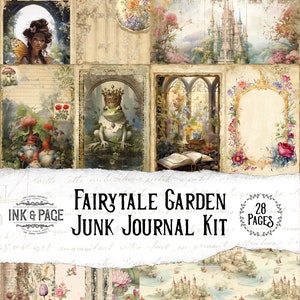 Märchengarten Junk Journal Druckbare Seiten Secret Garden Druckbare Ephemera Vintage Scrapbook Papiere Fantasie Digitaler Download Natur Bujo