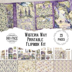 Folio imprimible de jardín Wisteria Way, diario basura, flipbook de naturaleza