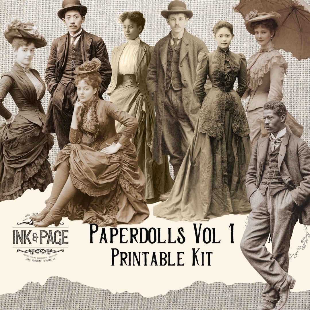 Vintage Paper Dolls Ephemera: Sepia Victorian People, Printable Junk ...
