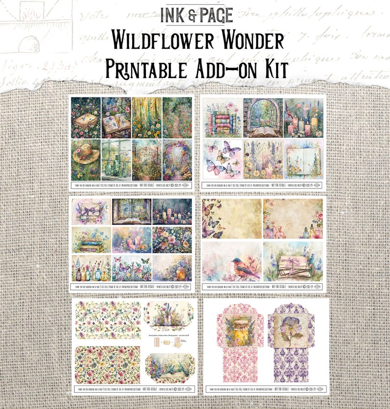 Wildflower Wonder Printable Ephemera Junk Journal Botanical Paper Pack Flower Pockets Nature Digital Envelopes Garden Lined Pages Apothecary Bild 3