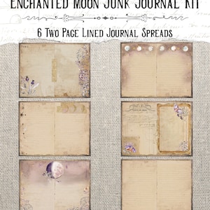 Enchanted Moon Junk Journal Printable Kit, Celestial Journal, Purple Junk Journal image 4