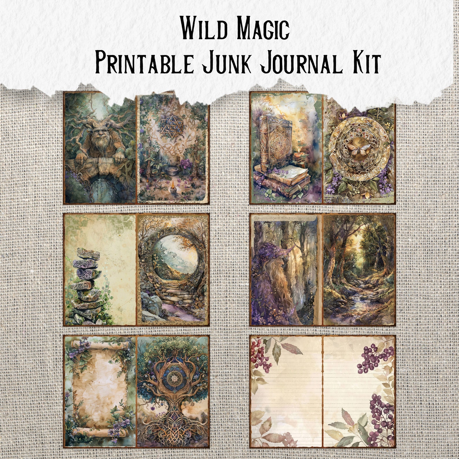 Wild Magic Junk Journal Printable Kit Celtic Digital Download Herbal ...