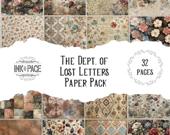 Dept. of Lost Letters - Pacchetto di carta stampabile con collage floreale vintage effetto grunge per junk journal e tecniche miste