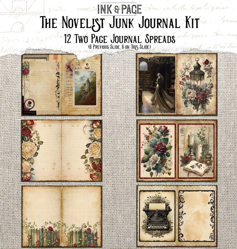 The Novelist Junk Journal Printable Kit Victorian Lady Writer Etsy