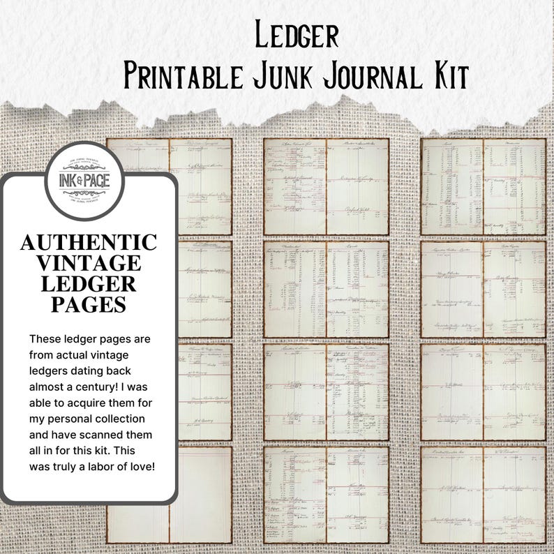 LEDGER Huge Junk Journal Printable Kit | Antique Journal Kit ...