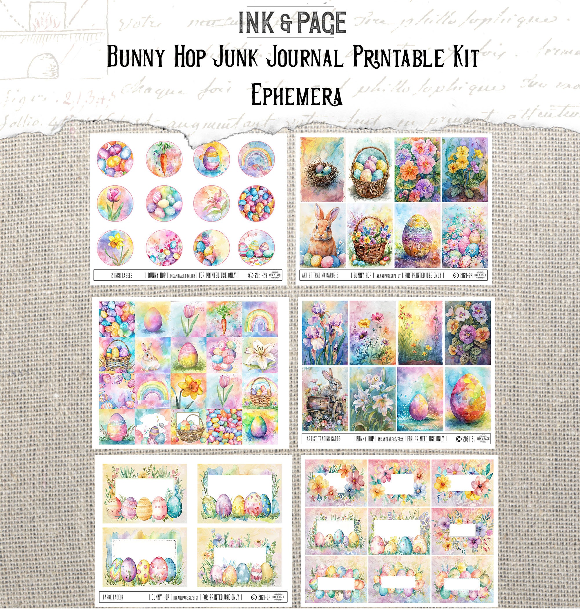 Bunny Hop Junk Journal Printable Easter Egg Digital Download Spring ...