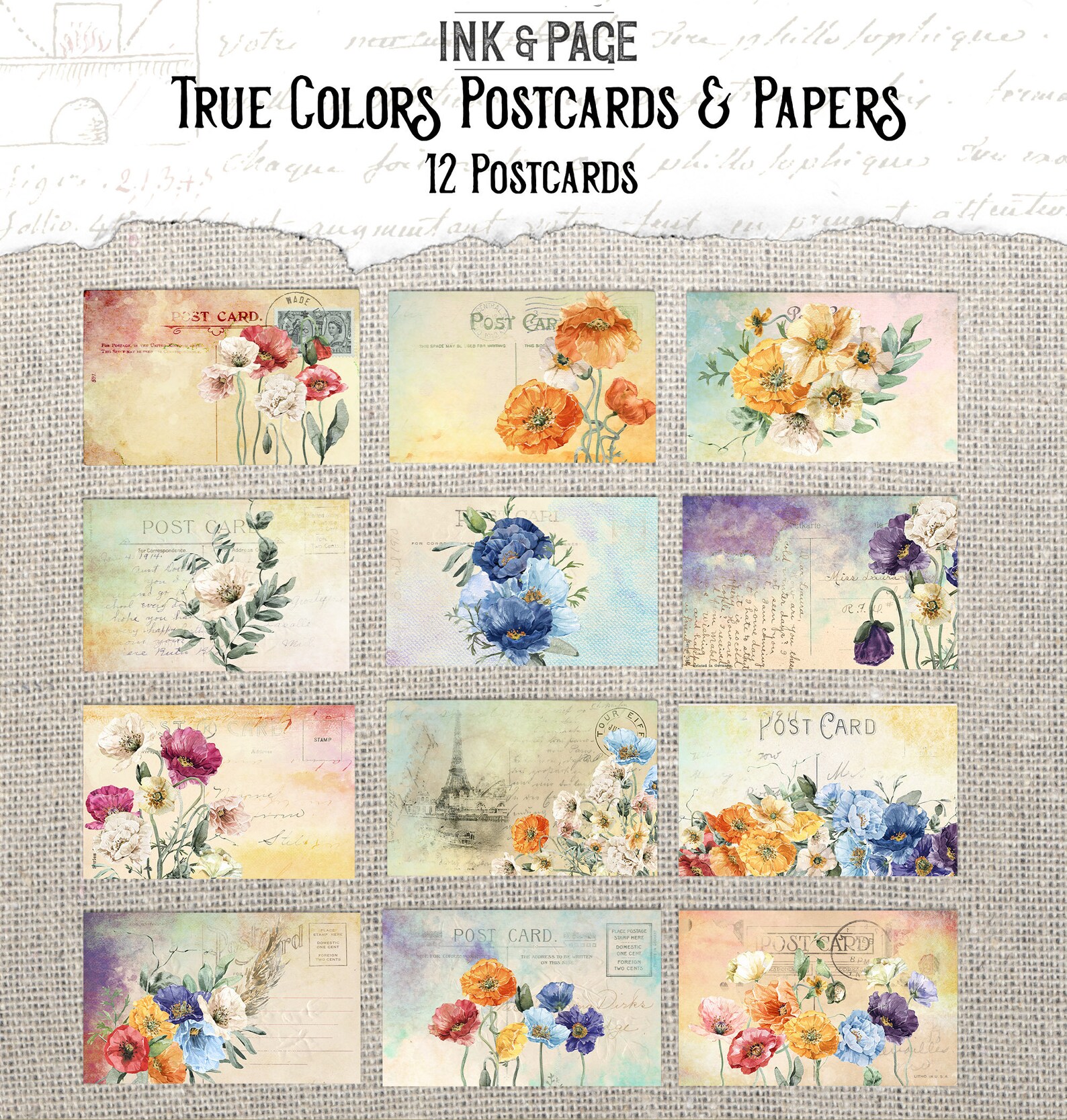 True Colors Postcards Printable Rainbow Floral Junk Journal - Etsy