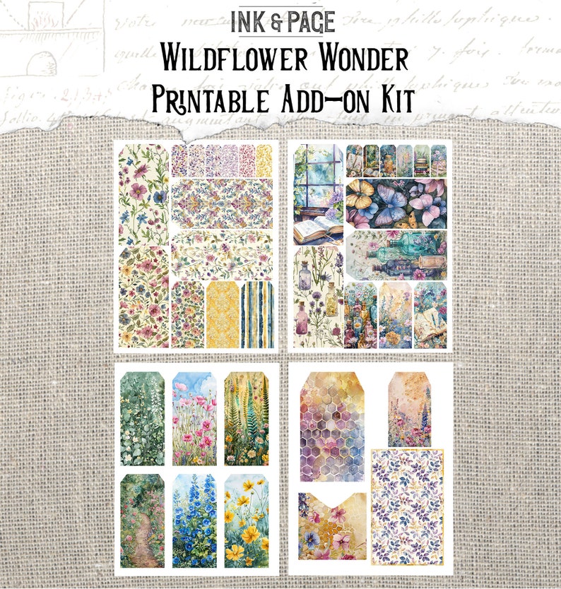 Wildflower Wonder Printable Ephemera Junk Journal Botanical Paper Pack Flower Pockets Nature Digital Envelopes Garden Lined Pages Apothecary image 5