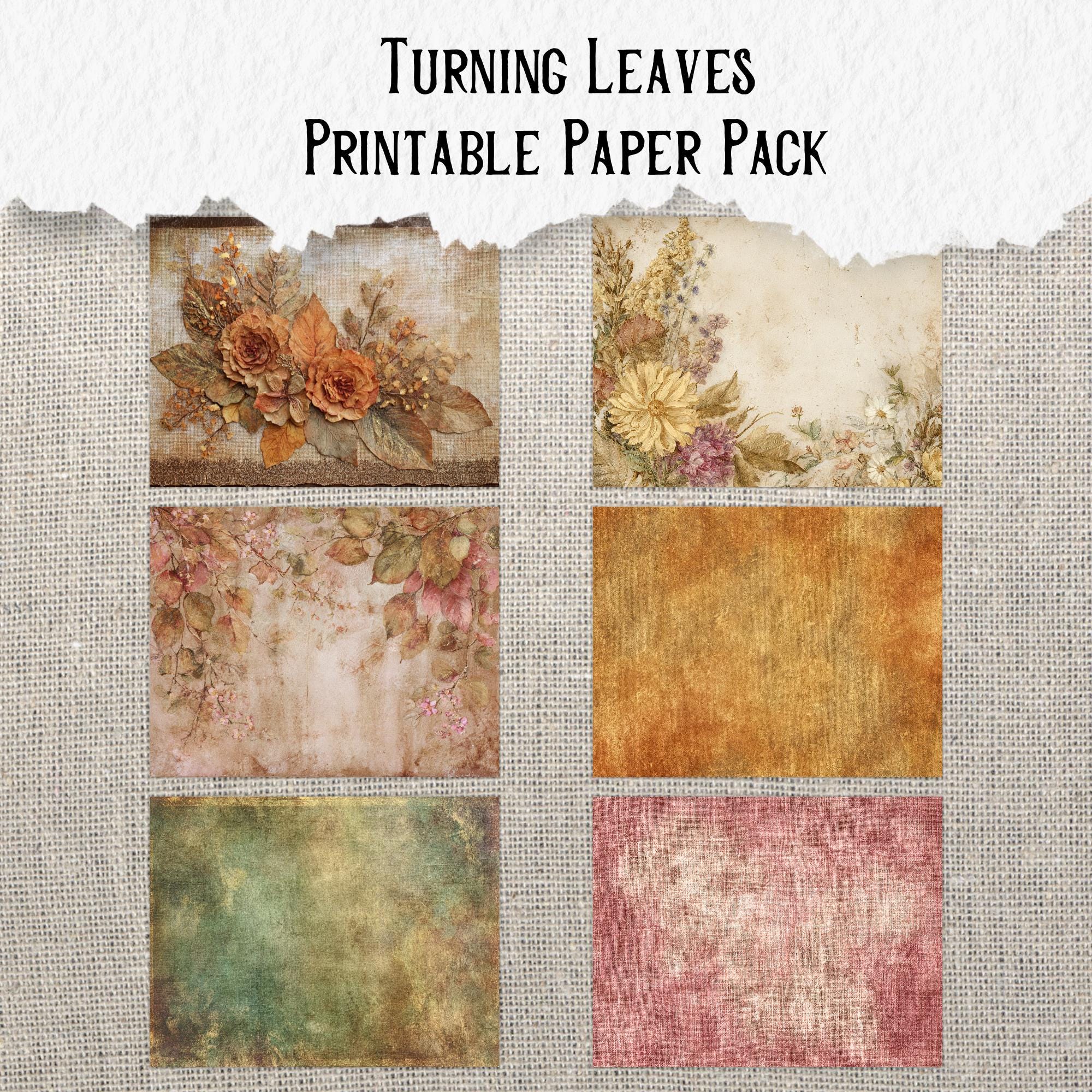 Autumn Leaves Printable Paper Pack: Floral Fall Digital Download for ...
