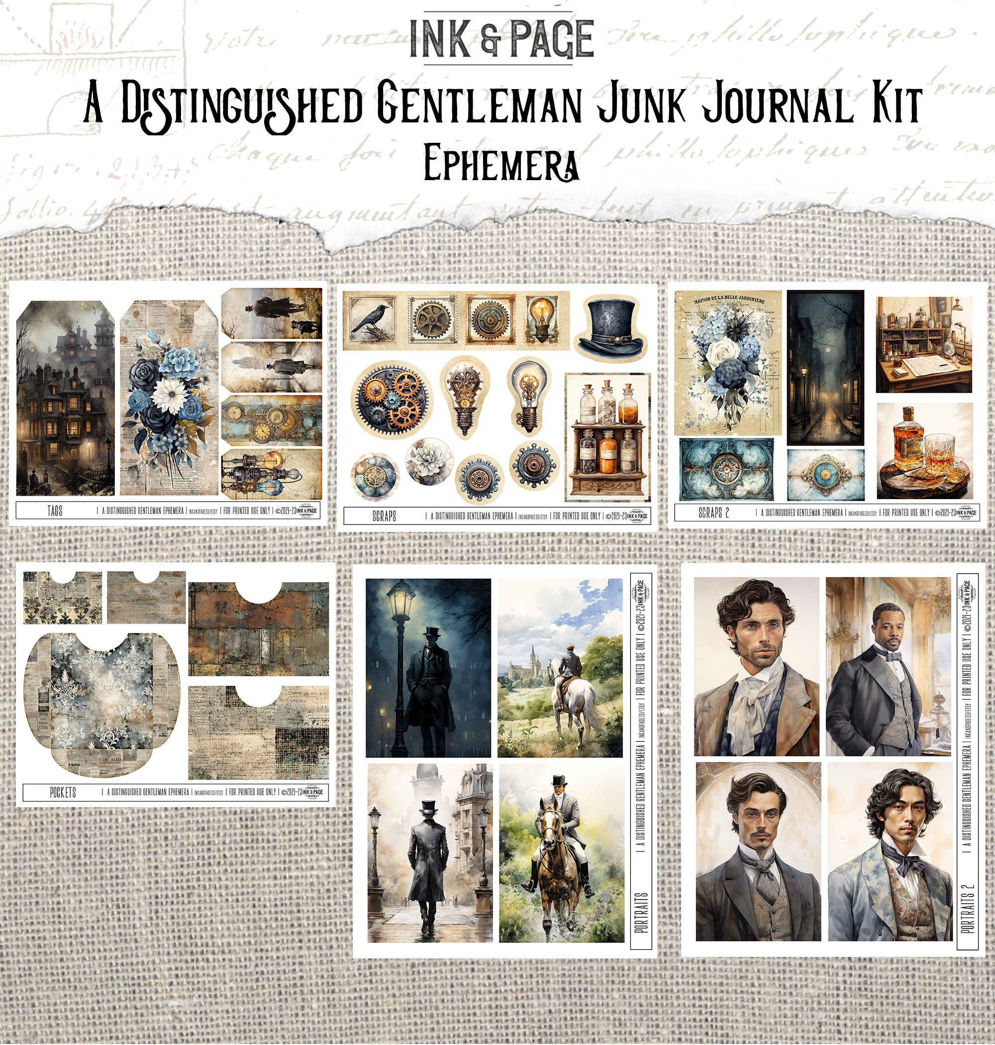 Gentleman Junk Journal Steampunk Printable Scrapbook