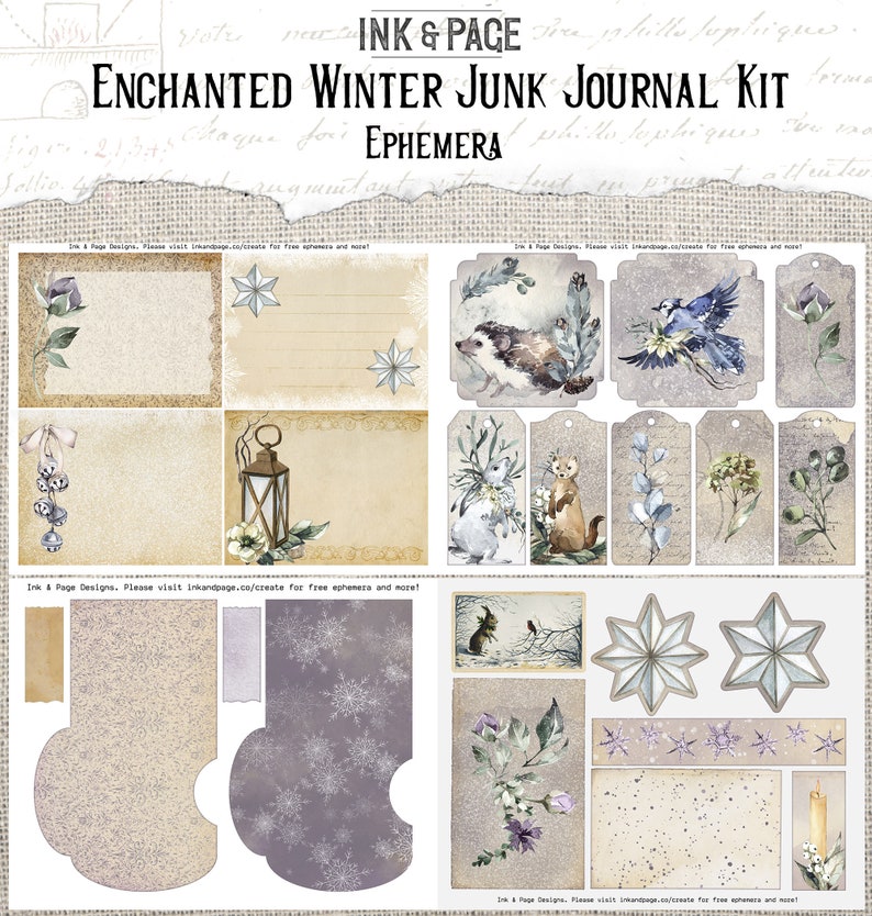 Enchanted Winter Junk Journal Printable Kit, Digital Download, Woodland ...