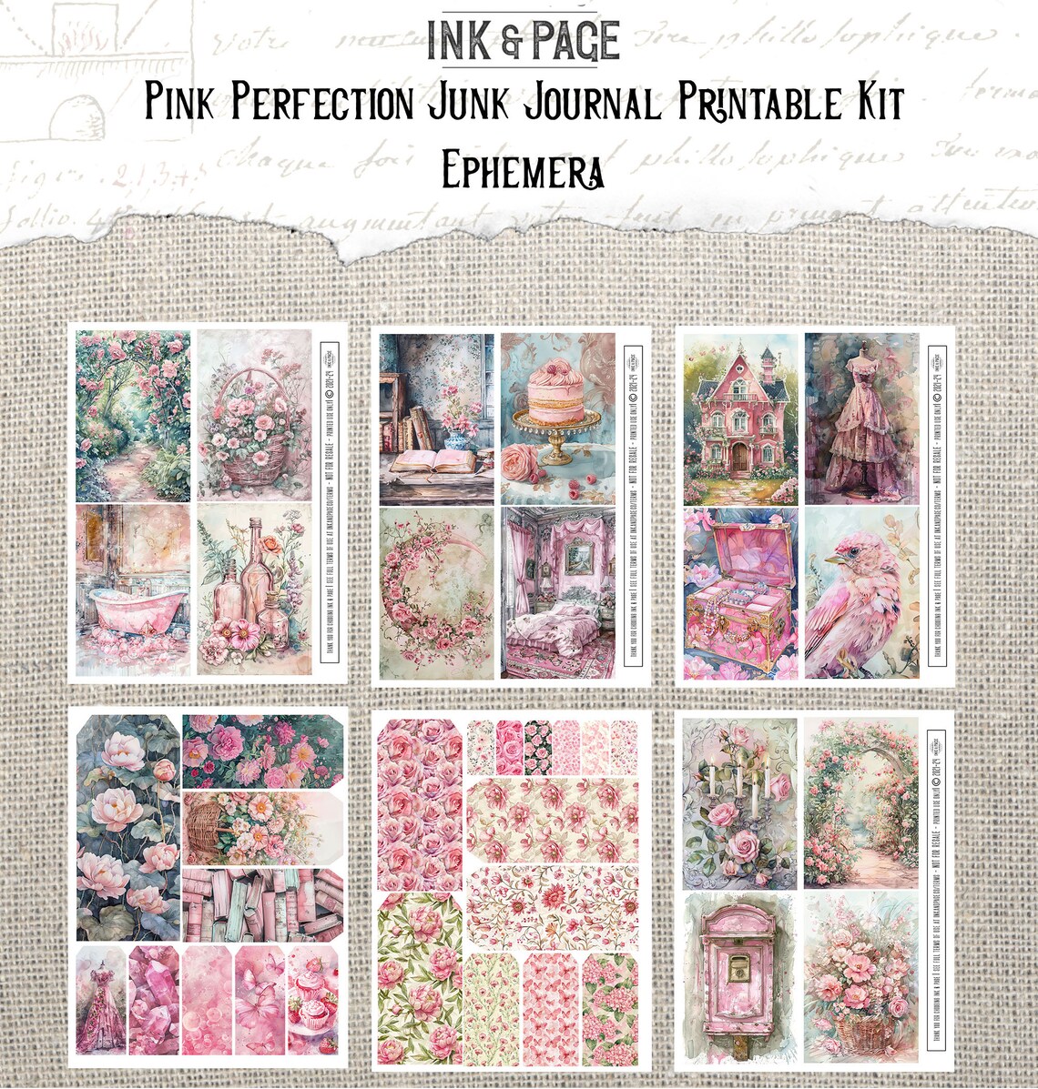 Pink Perfection Junk Journal Printable Kit Shabby Ephemera Digital ...