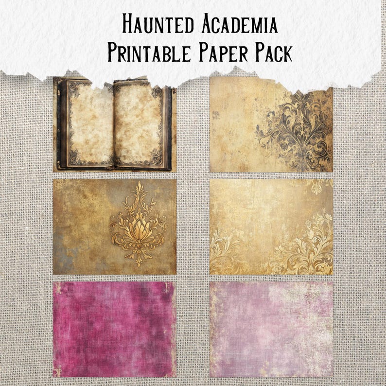Haunted Academia Printable Junk Journal Paper Pack Digital Grunge ...