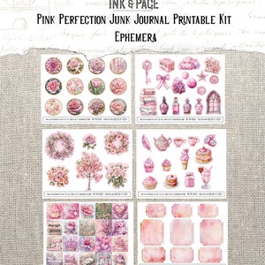 Pink Perfection Junk Journal Printable Kit Shabby Ephemera Digital ...