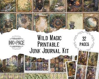 Wild Magic Junk Journal Printable Kit Celtic Digital Download Herbal Scrapbook Ancient Wisdom Nature Ephemera Mythical Forest Papers Witch