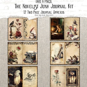 Författarens skräpjournal utskrivbart kit viktoriansk damförfattare ephemerabibliotek vintage skrivmaskinsbok Bujo Dark Academia digital nedladdning bild 3