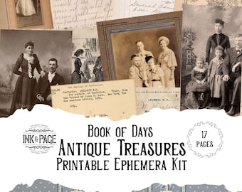 Book of Days Antique Treasures| Authentic Historical Ephemera | Printable Vintage Photographs and Documents | Digital Download
