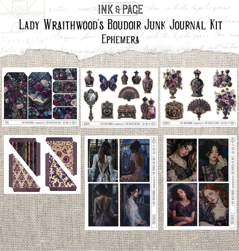 Lady Wraithwood's Boudoir Junk Journal Printable Kit Victorian Gothic ...