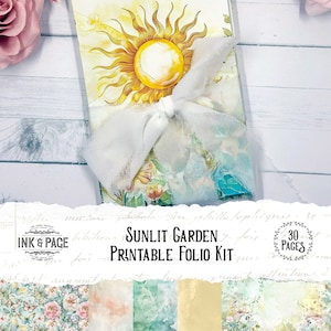 Sunlit Garden Folio Printable Junk Journal Ephemera Celestial Digital Download Pockets Magical Loaded Folder Scrapbook Paper Crafts Nature