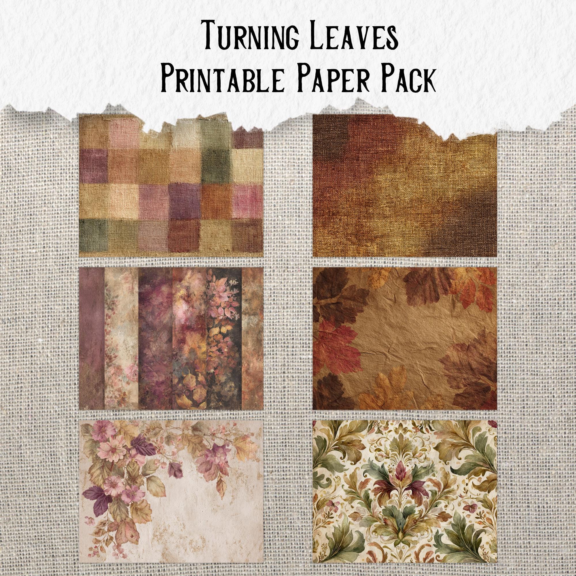 Autumn Leaves Printable Paper Pack: Floral Fall Digital Download for ...