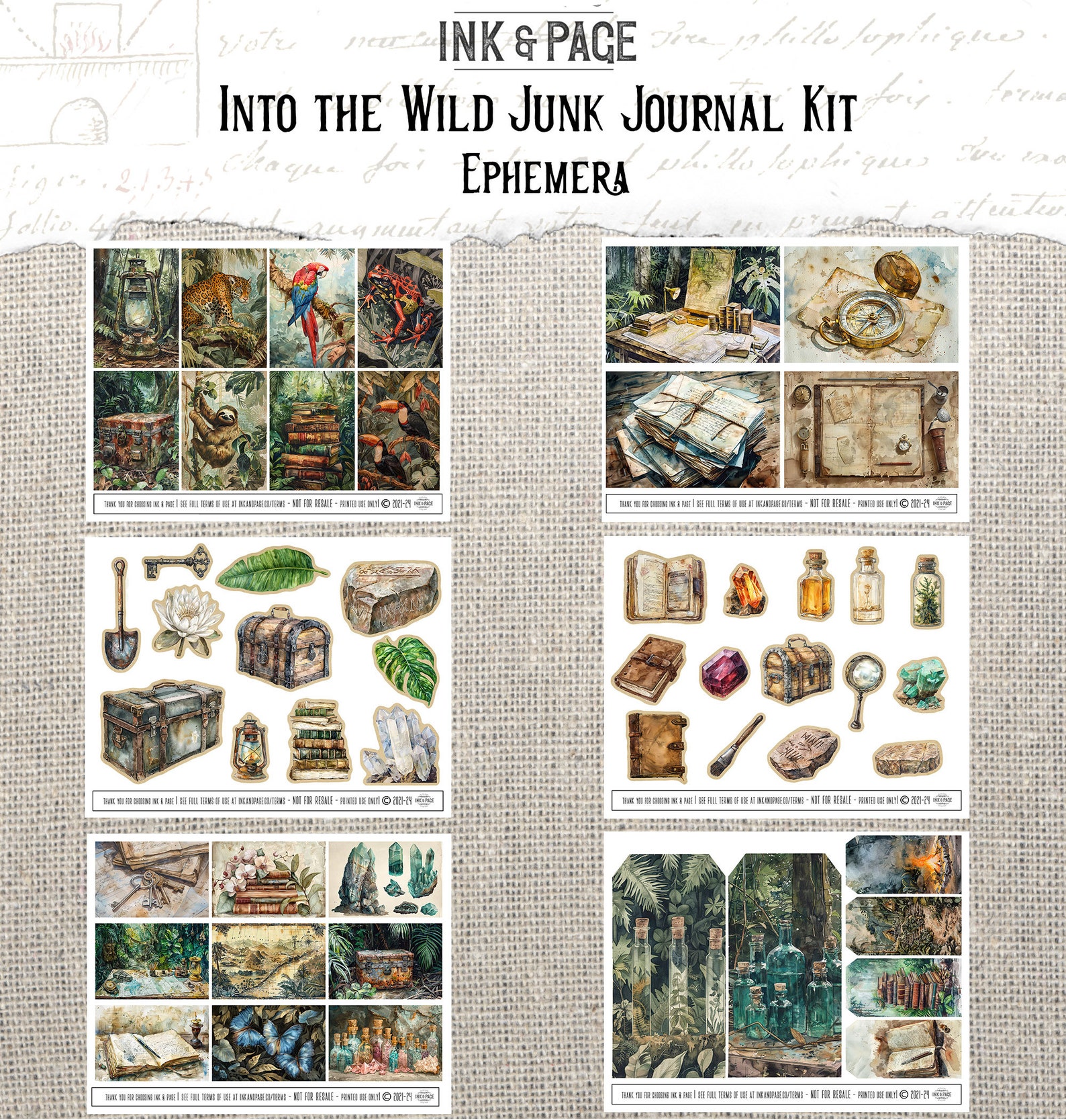 Into the Wild Junk Journal Printable Kit Archeology Ephemera Vintage ...