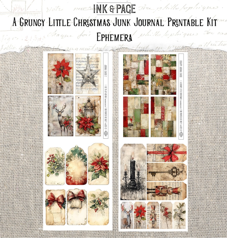 Grungy Little Christmas Junk Journal Printable Kit Vintage Holiday ...