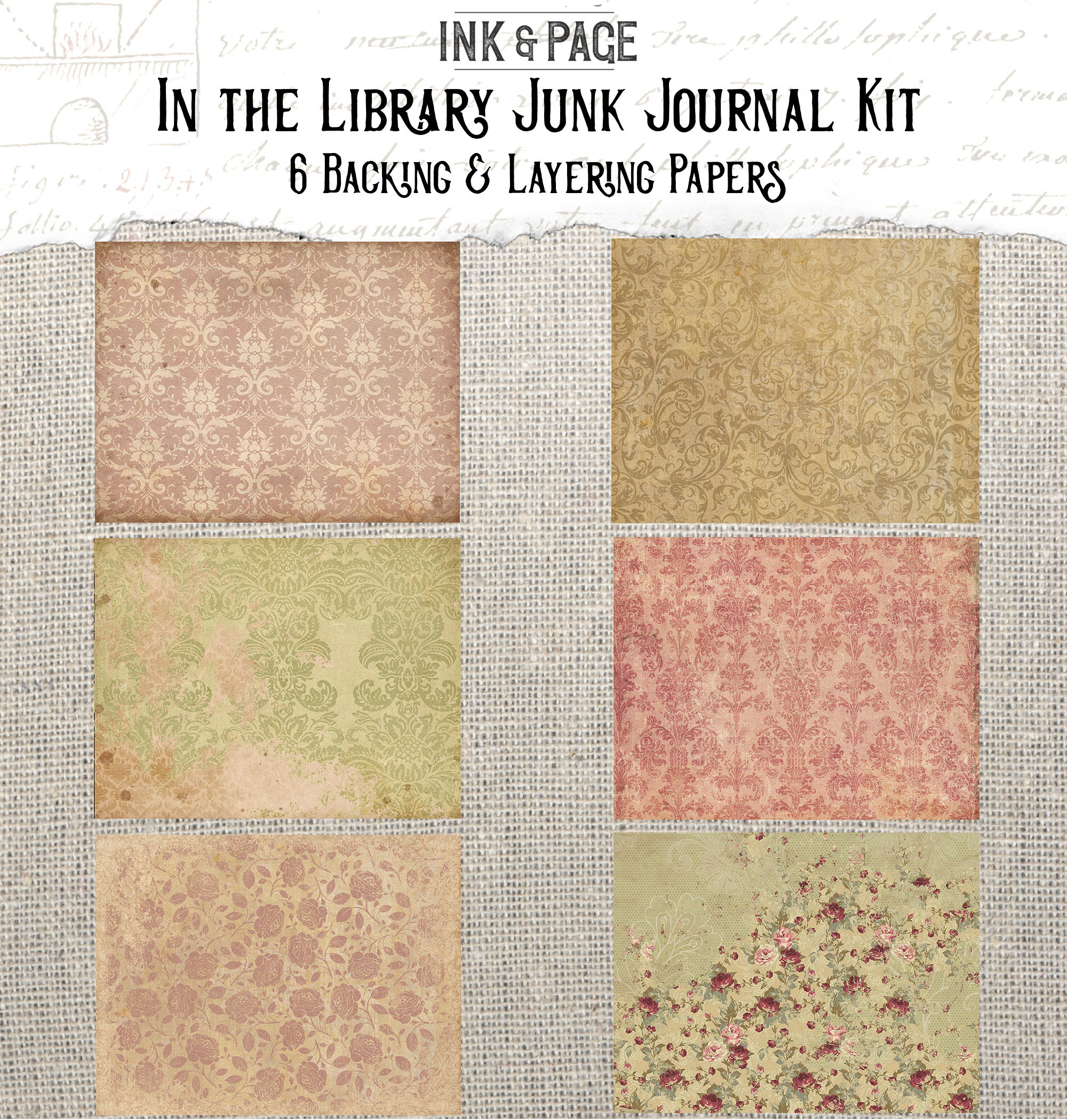 In the Library Junk Journal Printable Kit Vintage Book Digital Download ...