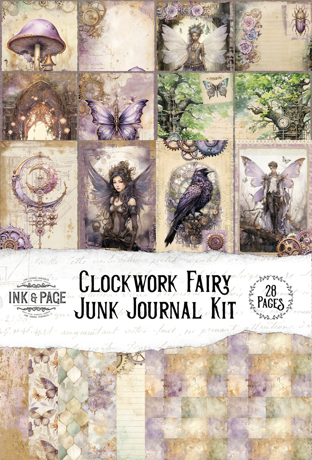 Steampunk Fairy Junk Journal Printable Kit Vintage Fairy Forest Journal ...