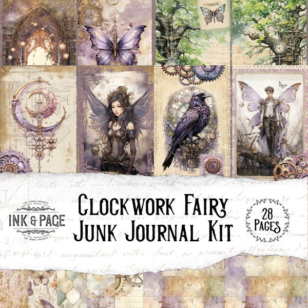 Steampunk Fairy Junk Journal Printable Kit Vintage Fairy Forest Journal Fantasy Digital Download Steampunk Scrapbook Fairy Ephemera Journal